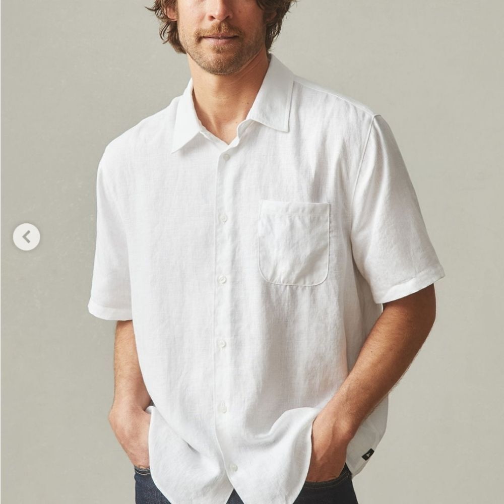 NEW American Giant Linen Shirt Short Sleeve Buttondown Size XL